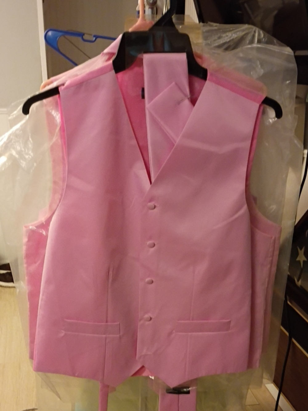 Milano Men's Pink Formal Vest and Tie & Handkerchief Set (Many Sizes)